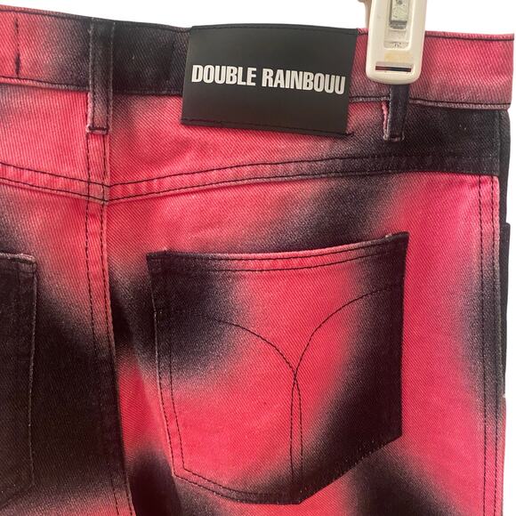 Double Rainbouu Black Pink Printed Jeans Size 30 x 30 - Picture 4 of 6